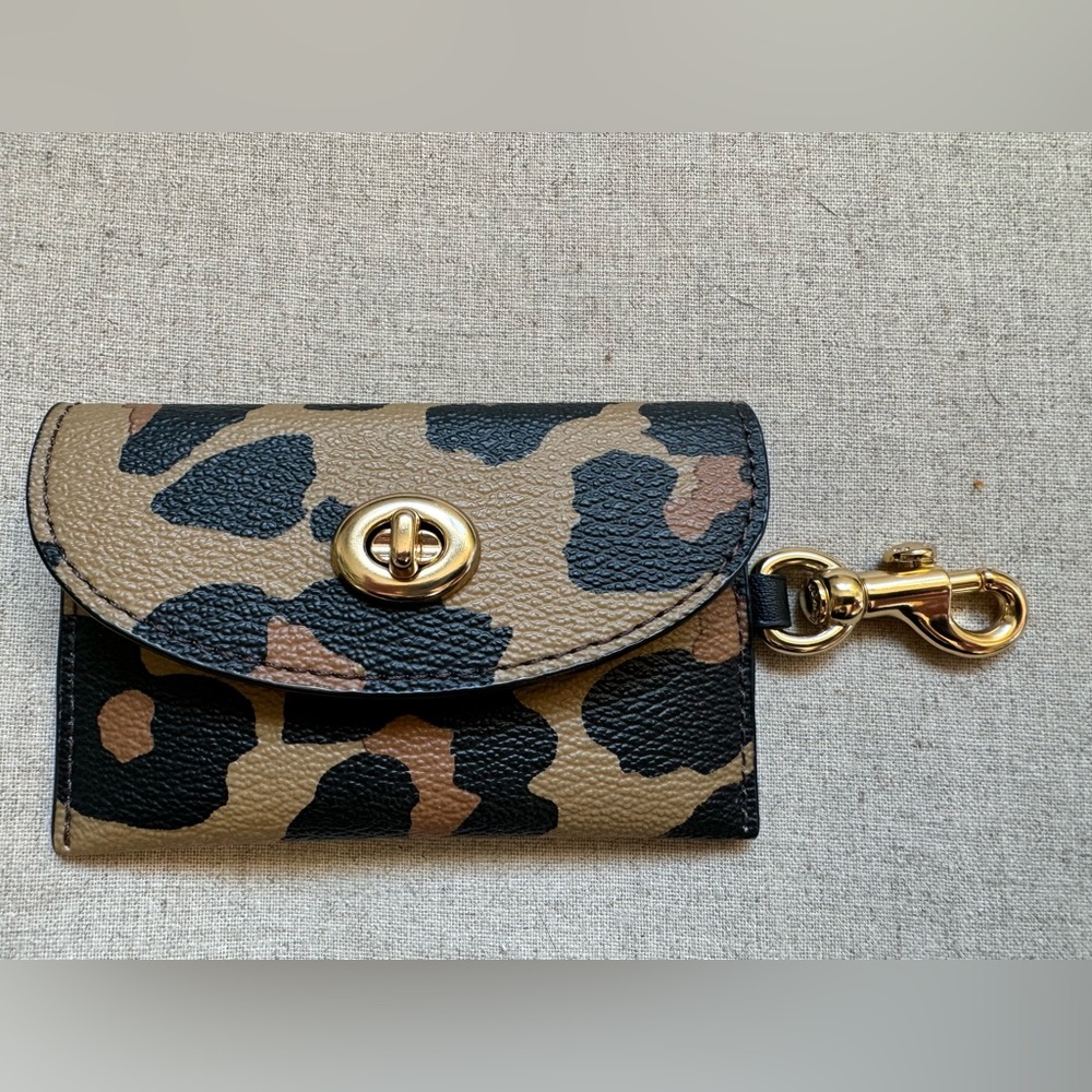 Coach Leopard bag charm card holder